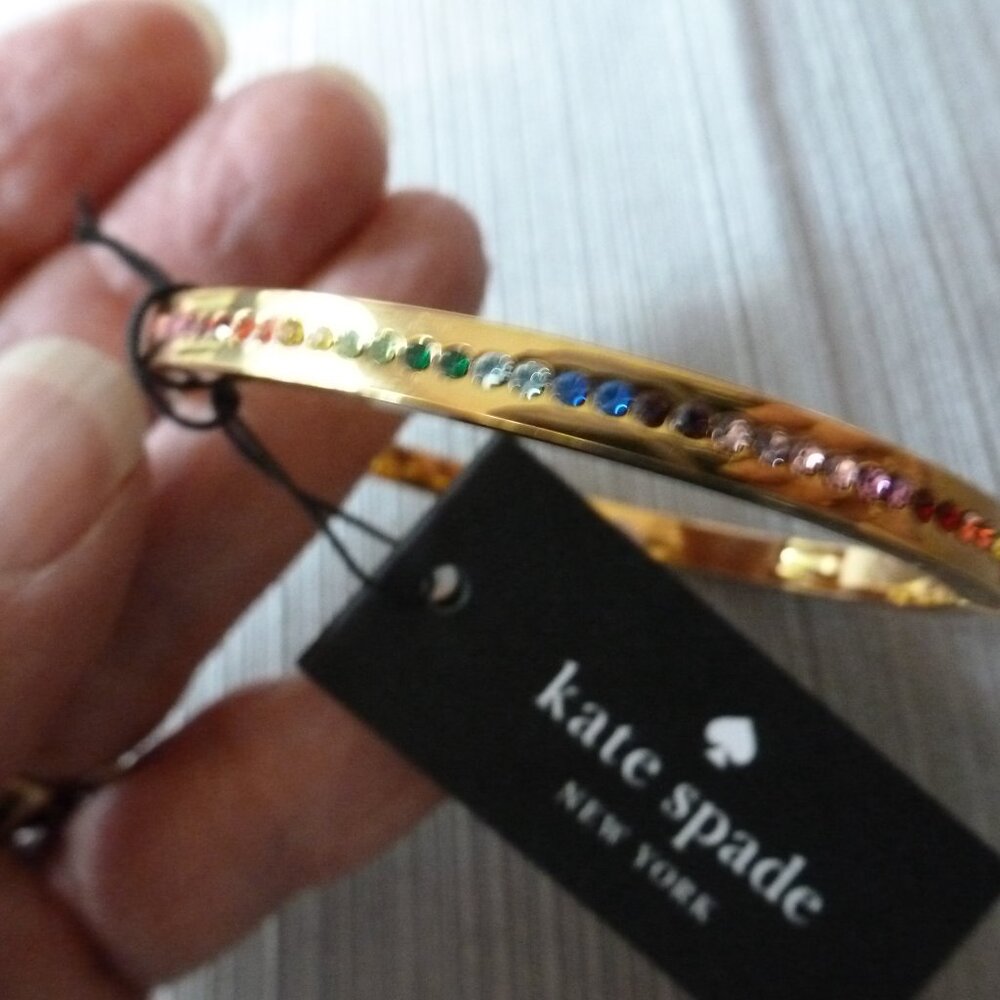 NEW Kate Spade rainbow pave cz hinge bangle bracelet - Picture 6 of 6
